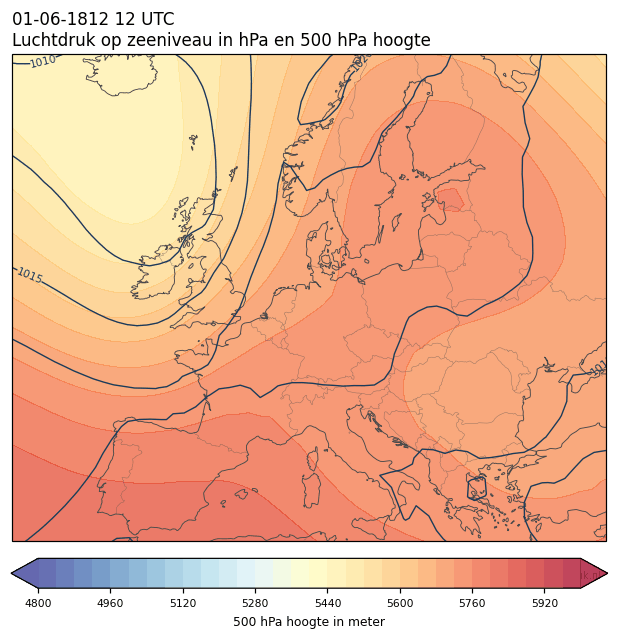 Weerkaart van 1 juni 1812 om 12 UTC