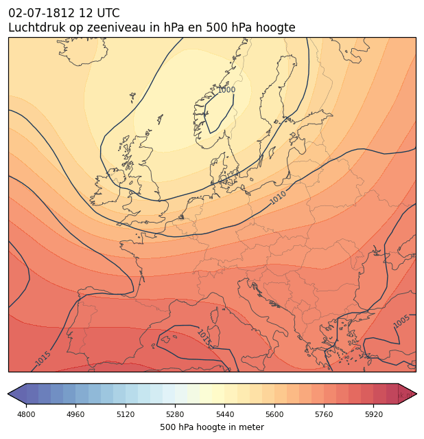 Weerkaart van 2 juli 1812 om 12 UTC