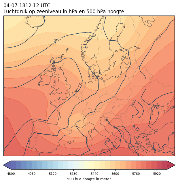 Weerkaart van 4 juli 1812 om 12 UTC