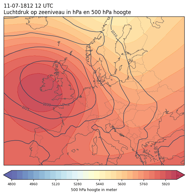 Weerkaart van 11 juli 1812 om 12 UTC