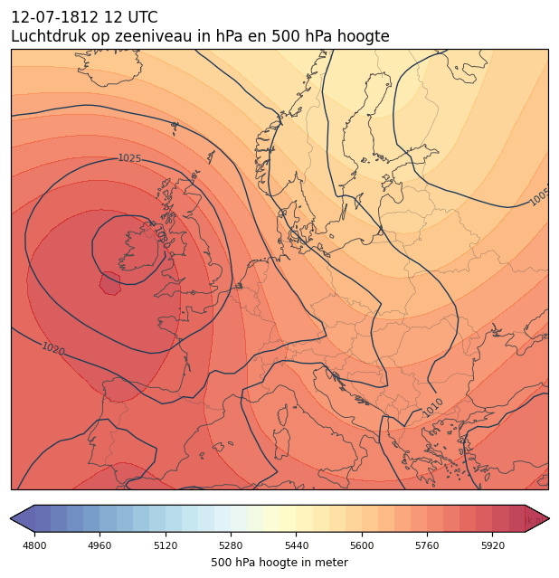 Weerkaart van 12 juli 1812 om 12 UTC