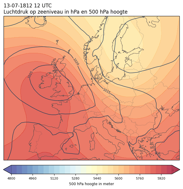 Weerkaart van 13 juli 1812 om 12 UTC