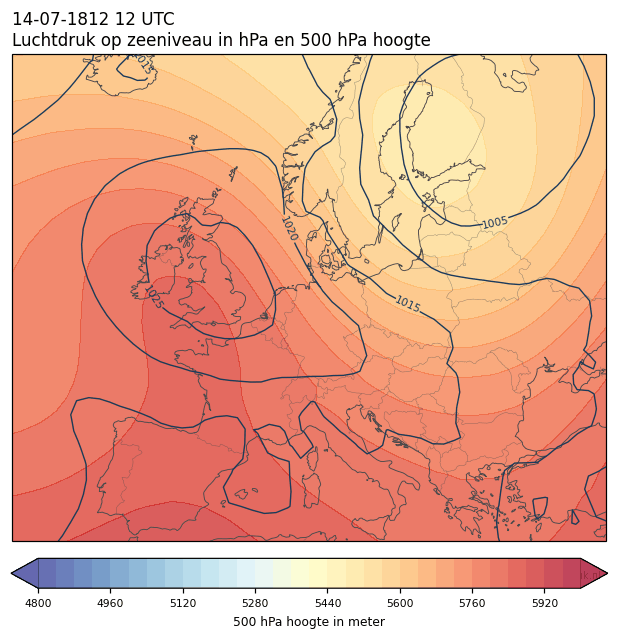 Weerkaart van 14 juli 1812 om 12 UTC