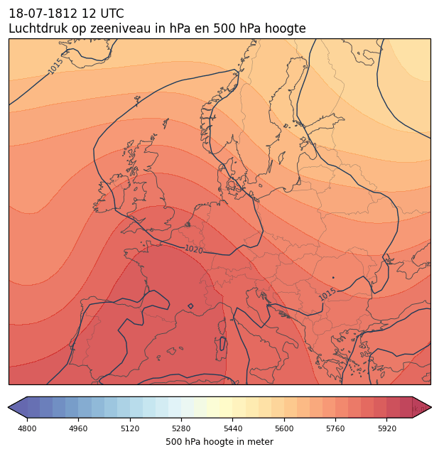 Weerkaart van 18 juli 1812 om 12 UTC