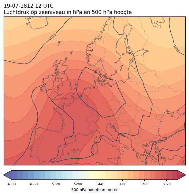 Weerkaart van 19 juli 1812 om 12 UTC