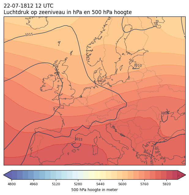 Weerkaart van 22 juli 1812 om 12 UTC