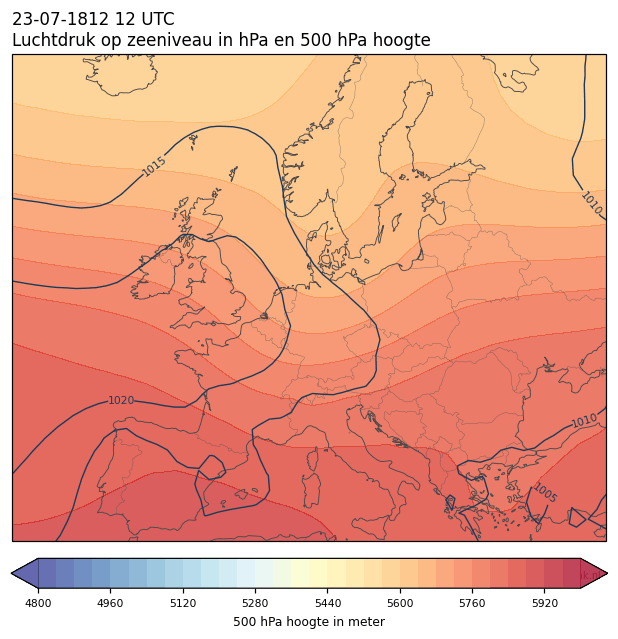 Weerkaart van 23 juli 1812 om 12 UTC
