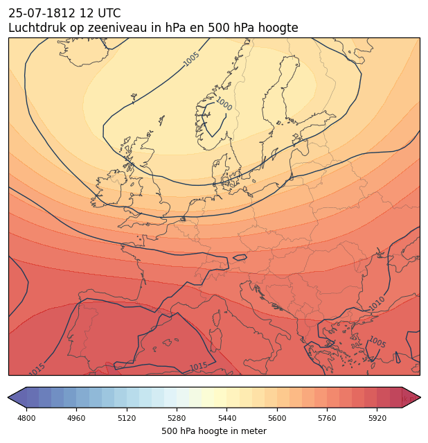 Weerkaart van 25 juli 1812 om 12 UTC