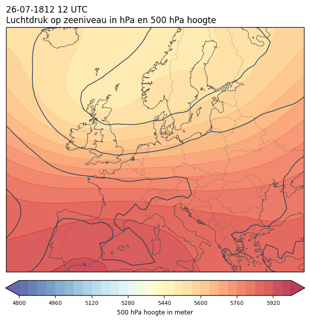 Weerkaart van 26 juli 1812 om 12 UTC