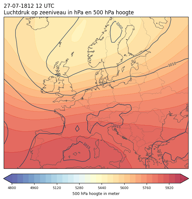 Weerkaart van 27 juli 1812 om 12 UTC