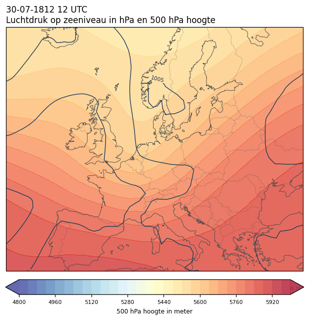Weerkaart van 30 juli 1812 om 12 UTC