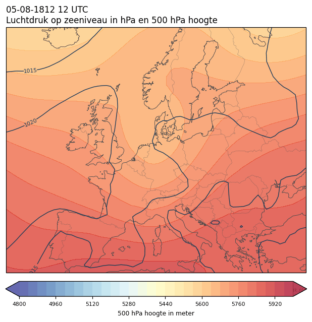 Weerkaart van 5 augustus 1812 om 12 UTC