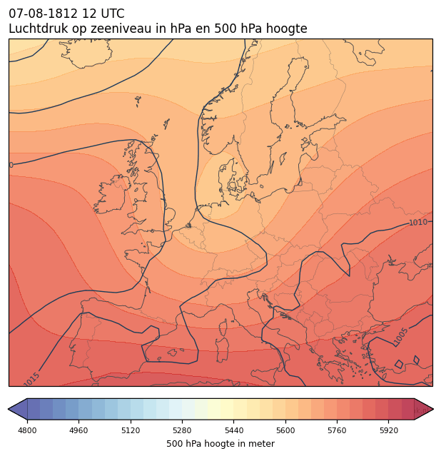 Weerkaart van 7 augustus 1812 om 12 UTC