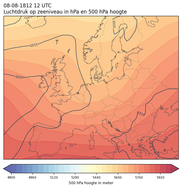 Weerkaart van 8 augustus 1812 om 12 UTC