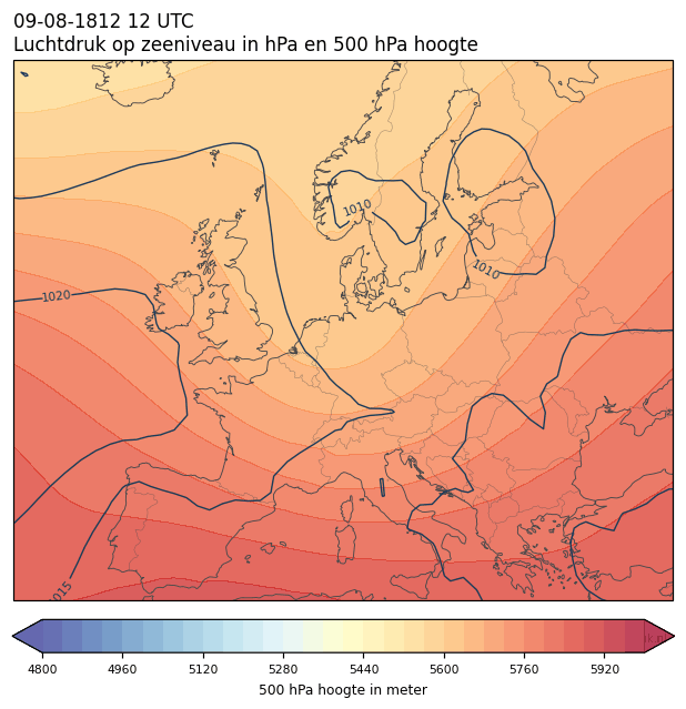 Weerkaart van 9 augustus 1812 om 12 UTC