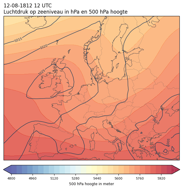 Weerkaart van 12 augustus 1812 om 12 UTC