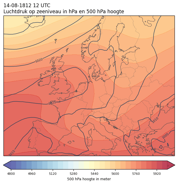 Weerkaart van 14 augustus 1812 om 12 UTC