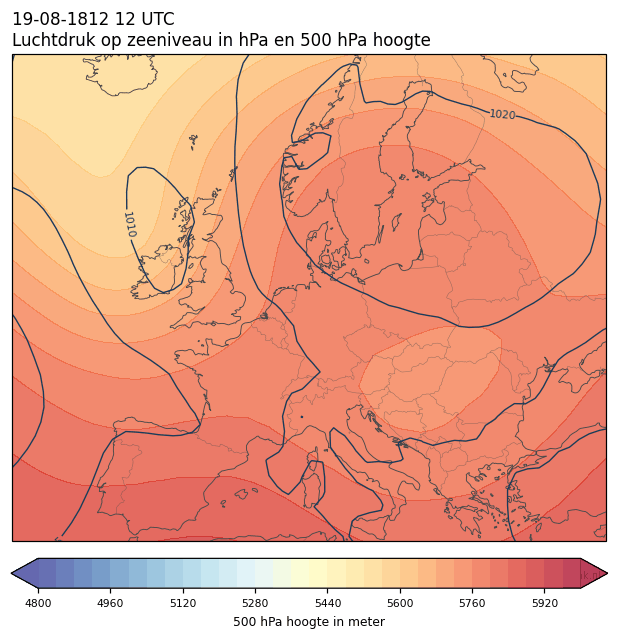 Weerkaart van 19 augustus 1812 om 12 UTC
