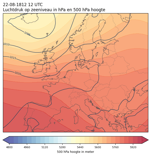 Weerkaart van 22 augustus 1812 om 12 UTC