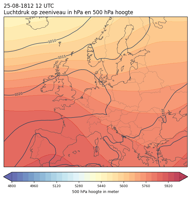 Weerkaart van 25 augustus 1812 om 12 UTC