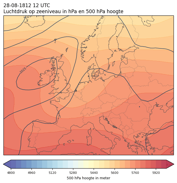 Weerkaart van 28 augustus 1812 om 12 UTC