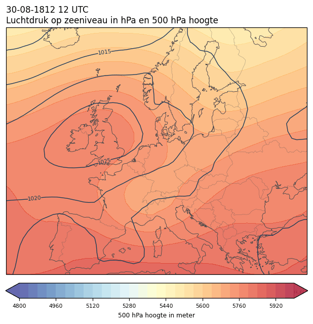 Weerkaart van 30 augustus 1812 om 12 UTC