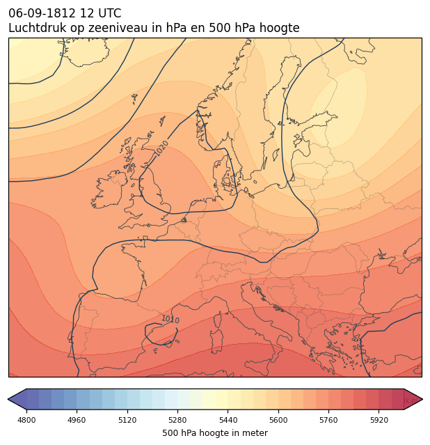 Weerkaart van 6 september 1812 om 12 UTC