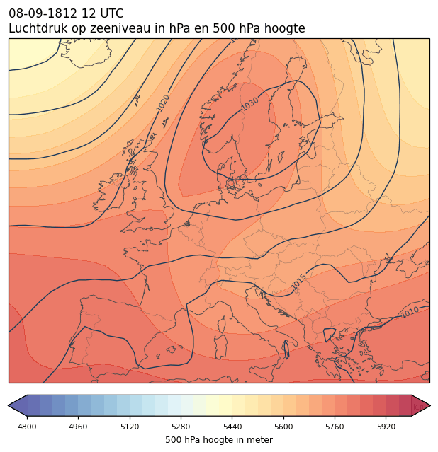 Weerkaart van 8 september 1812 om 12 UTC