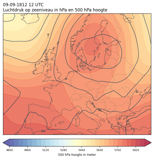 Weerkaart van 9 september 1812 om 12 UTC
