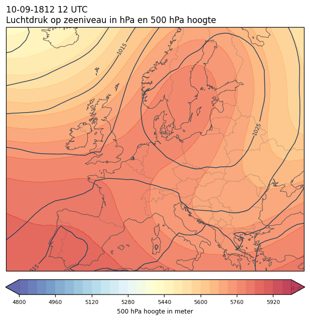 Weerkaart van 10 september 1812 om 12 UTC