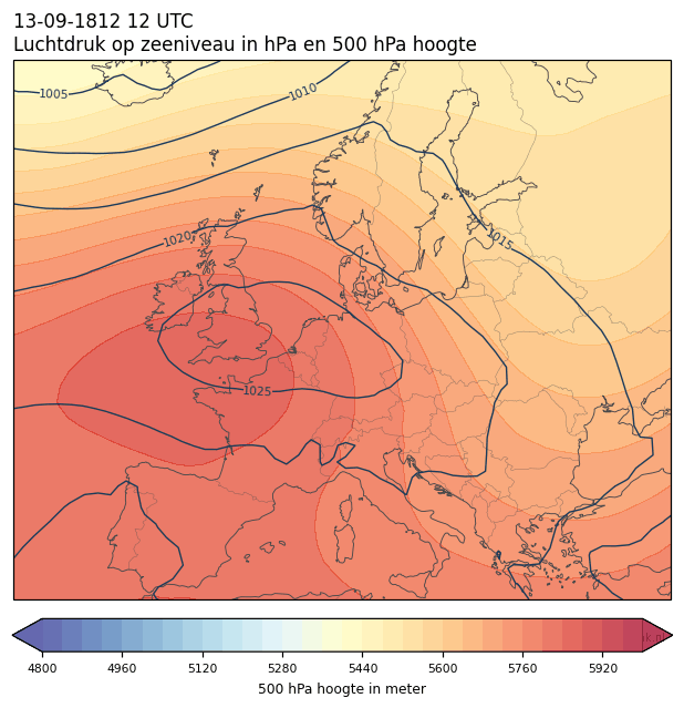 Weerkaart van 13 september 1812 om 12 UTC