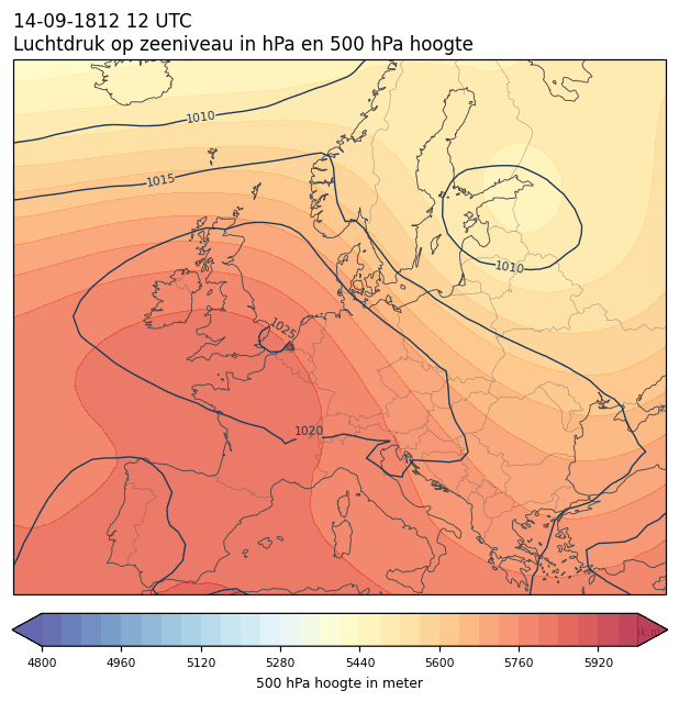 Weerkaart van 14 september 1812 om 12 UTC