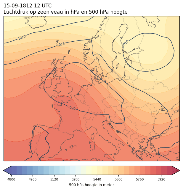 Weerkaart van 15 september 1812 om 12 UTC