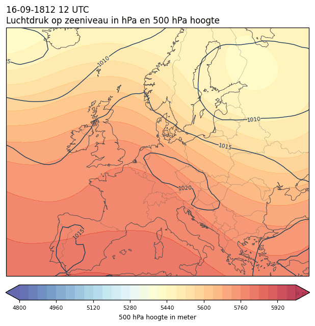 Weerkaart van 16 september 1812 om 12 UTC