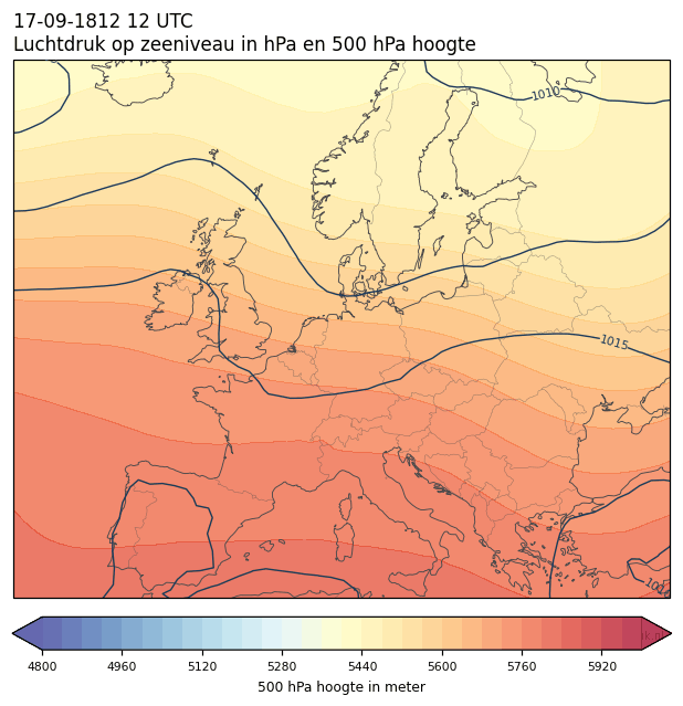 Weerkaart van 17 september 1812 om 12 UTC