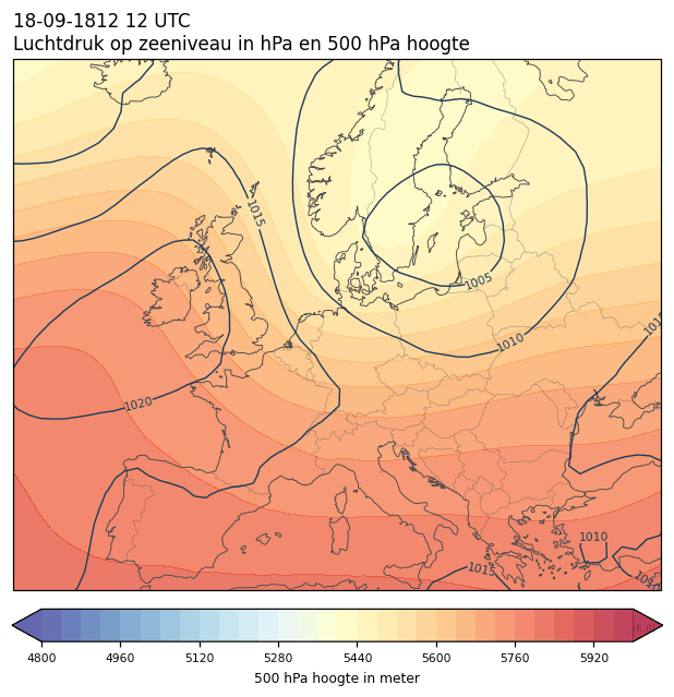 Weerkaart van 18 september 1812 om 12 UTC