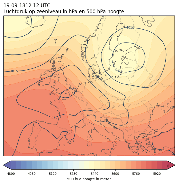 Weerkaart van 19 september 1812 om 12 UTC