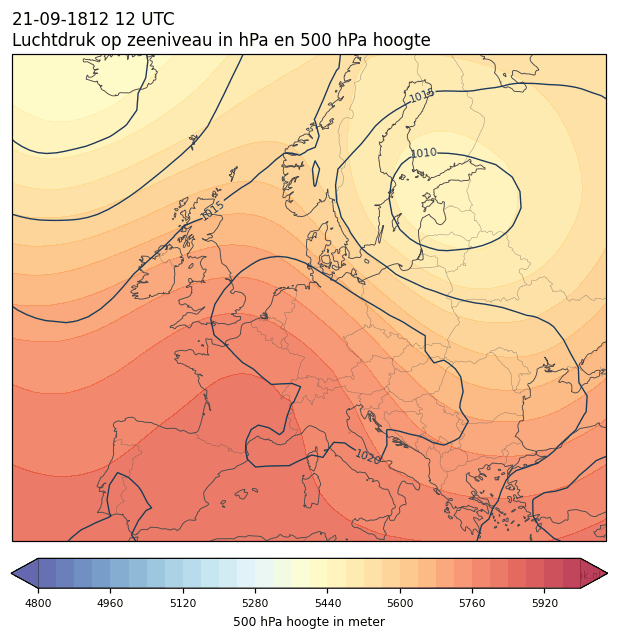 Weerkaart van 21 september 1812 om 12 UTC