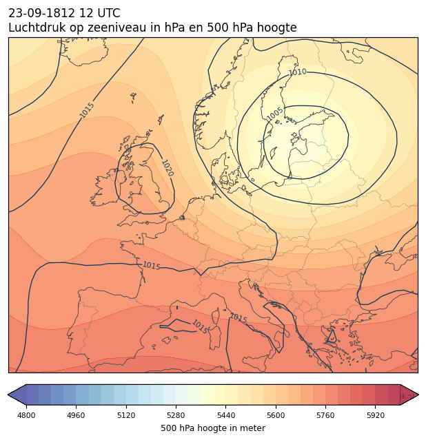 Weerkaart van 23 september 1812 om 12 UTC