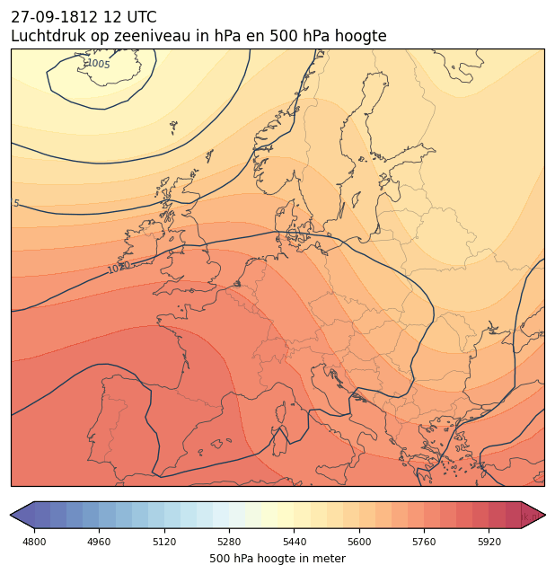 Weerkaart van 27 september 1812 om 12 UTC