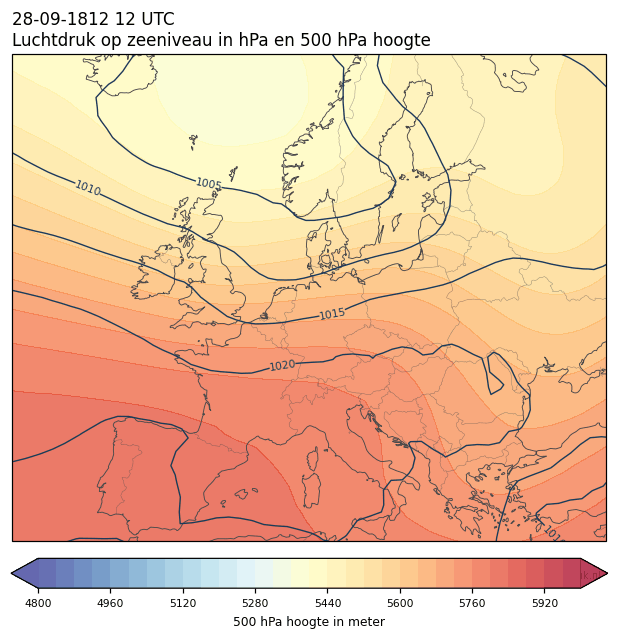 Weerkaart van 28 september 1812 om 12 UTC