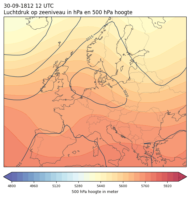 Weerkaart van 30 september 1812 om 12 UTC