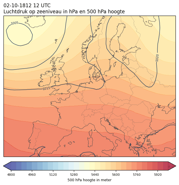 Weerkaart van 2 oktober 1812 om 12 UTC