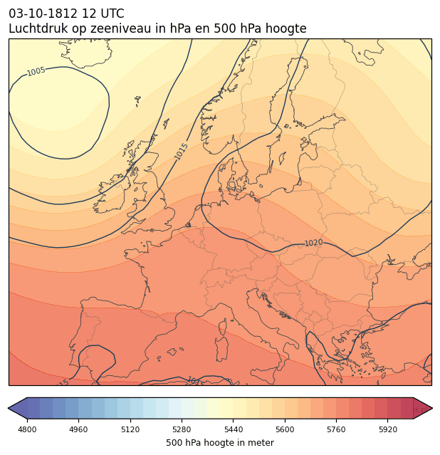 Weerkaart van 3 oktober 1812 om 12 UTC