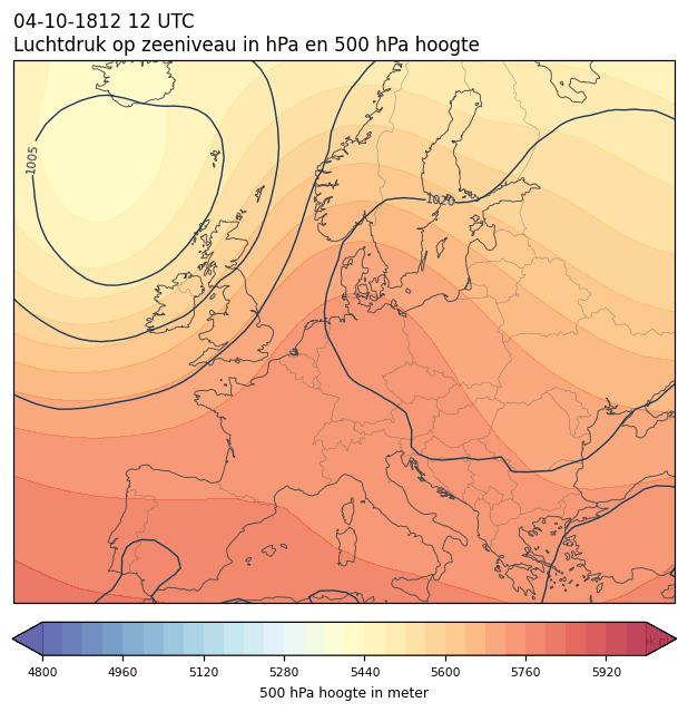 Weerkaart van 4 oktober 1812 om 12 UTC