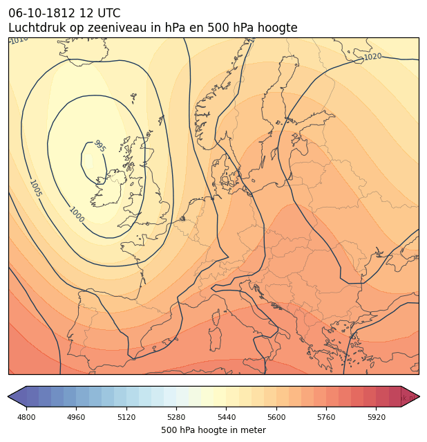 Weerkaart van 6 oktober 1812 om 12 UTC