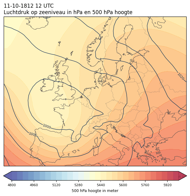 Weerkaart van 11 oktober 1812 om 12 UTC