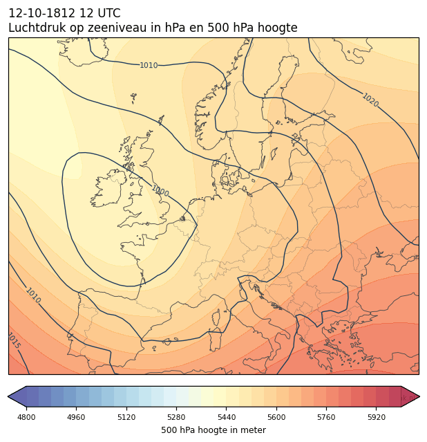 Weerkaart van 12 oktober 1812 om 12 UTC