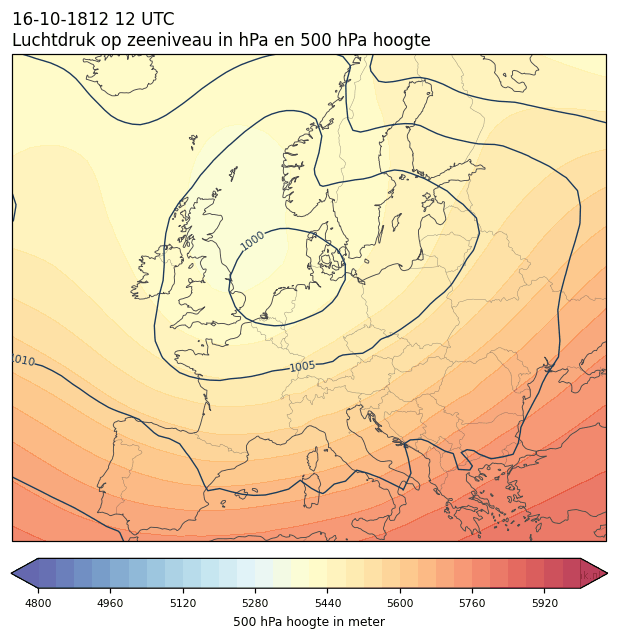 Weerkaart van 16 oktober 1812 om 12 UTC