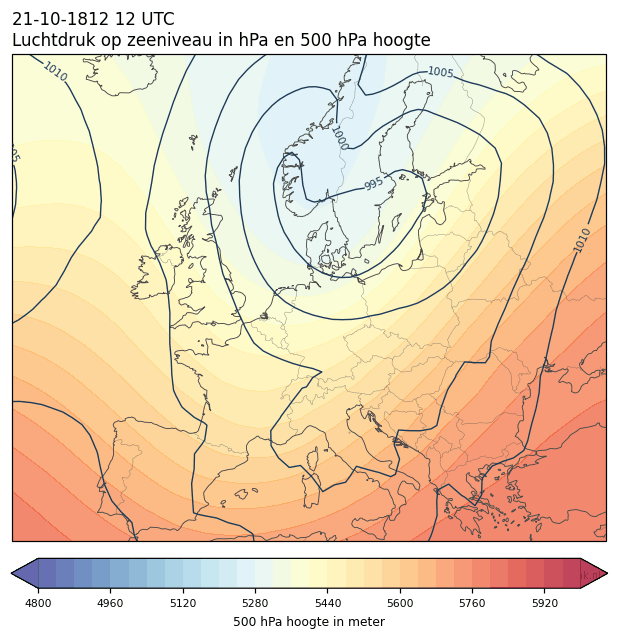 Weerkaart van 21 oktober 1812 om 12 UTC